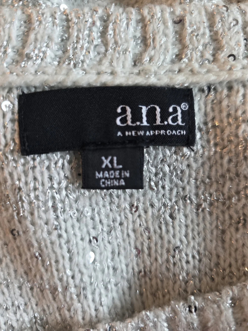 a.n.a Cream Sequin Scoop Neck Sweater